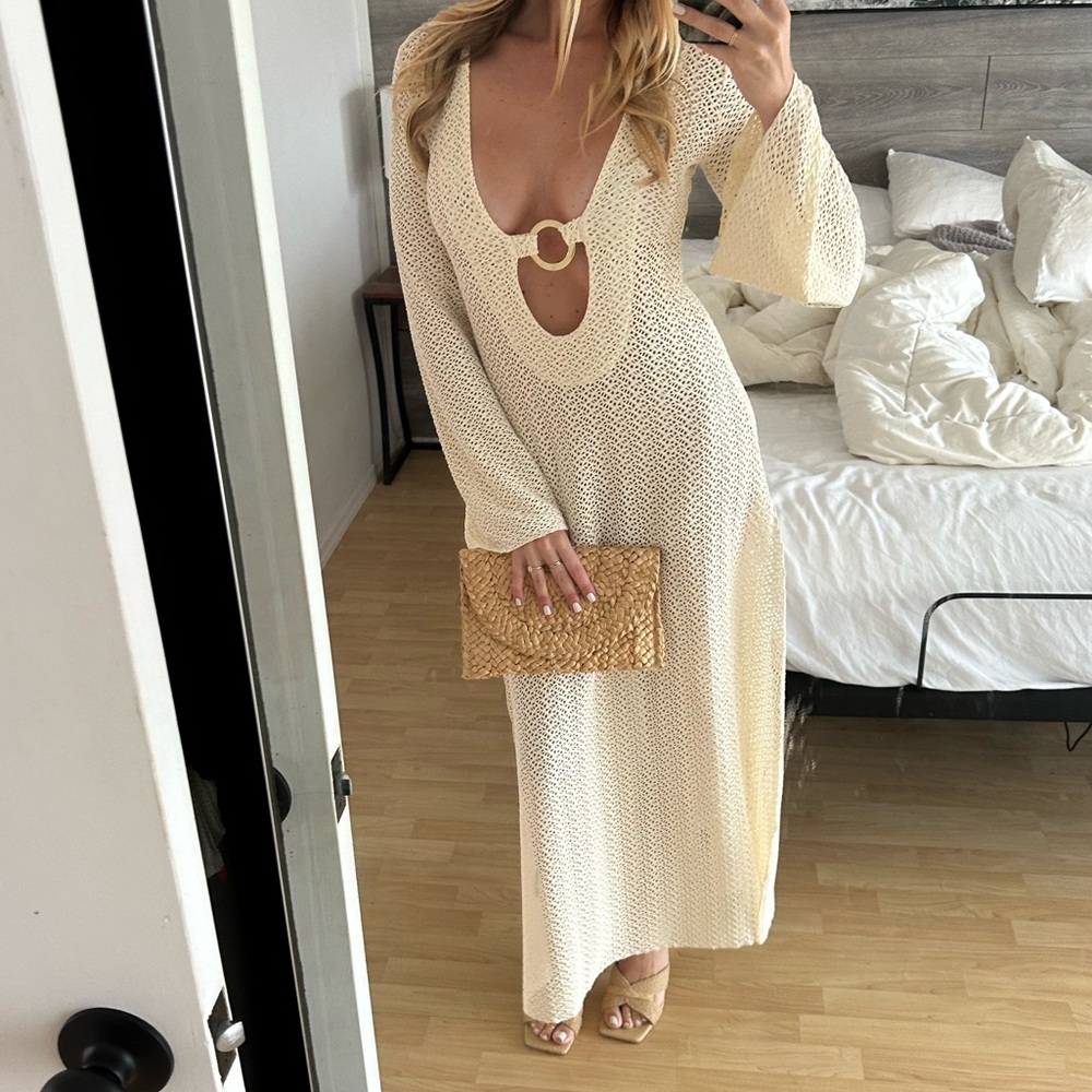 Monday Swimwear Montego Dress in ivory crochet
